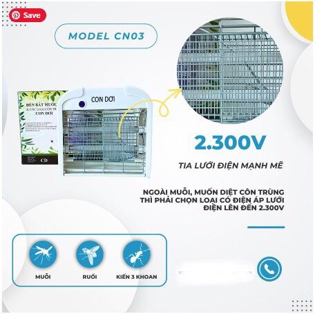 Đèn bắt muỗi con dơi cn03